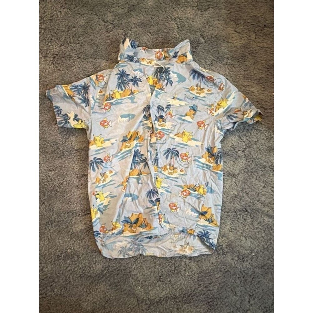 Pokemon Pikachu Eevee Magikarp Tropical Hawaiian Button-Up Shirt XXL